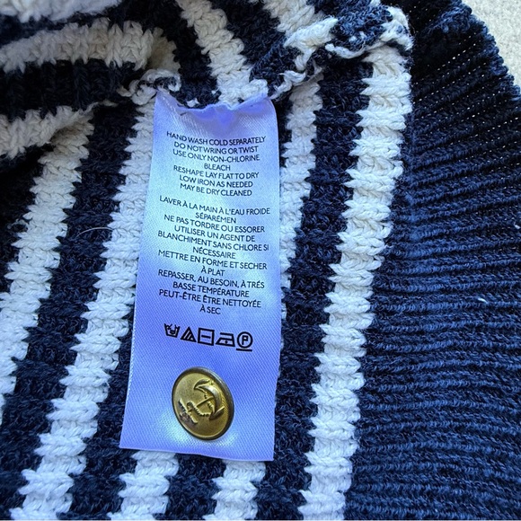 Maeve Stripe Sweater Puff Tee Nautical Navy Blue Sailor Short Sleeve Top Anchor - Picture 11 of 14